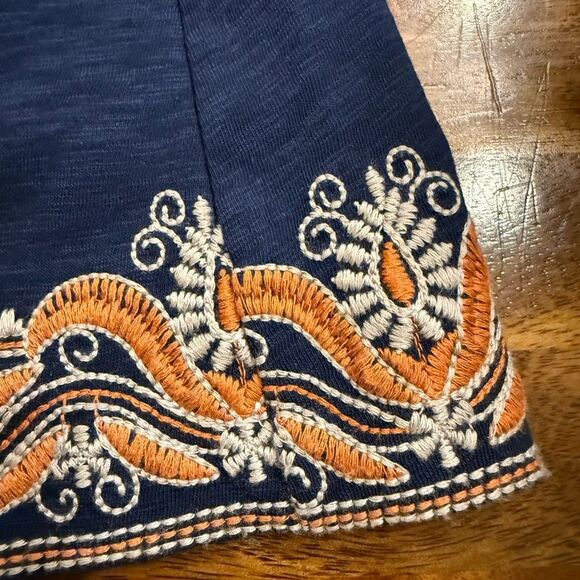 Tory Burch Navy and Orange Embroidered Dress - Picture 5 of 10
